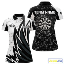 Load image into Gallery viewer, Personalized Black White Break Glass Dart Shirts For Women Custom Wings Dart Jersey Polo &amp; 1/4 Zip TDM3881