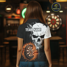 Load image into Gallery viewer, Personalized Grunge Skull Crack Wall Women Dart Shirts Custom Darts League Team Jerseys |Orange TDM3975