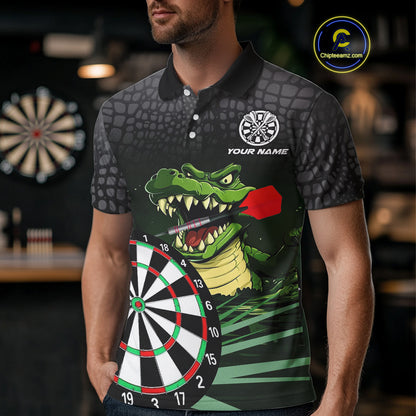 Personalized Green Funny Crocodilian Darts Shirts For Men, Darts Team Jerseys, Darts Gifts TDM4567