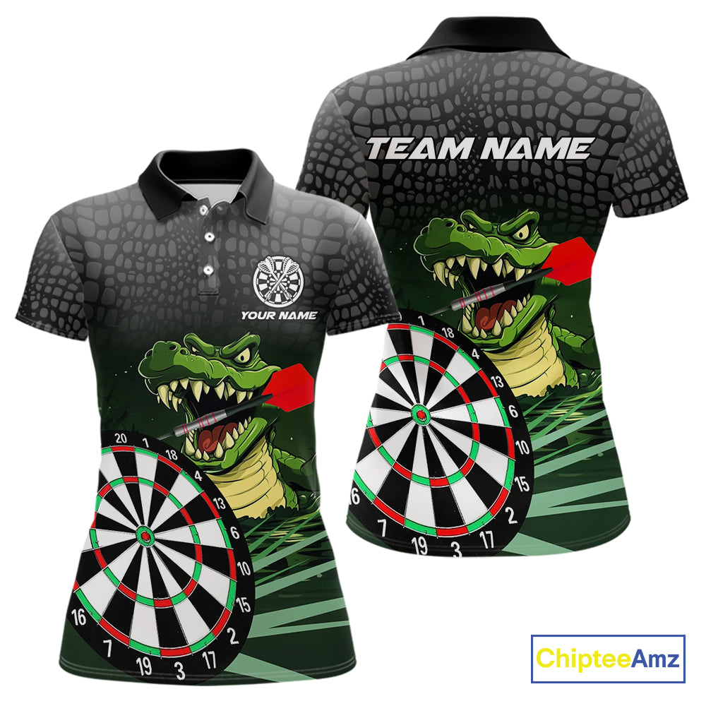 Personalized Green Funny Crocodilian Darts Shirts For Women, Darts Team Jerseys, Darts Gifts TDM4567
