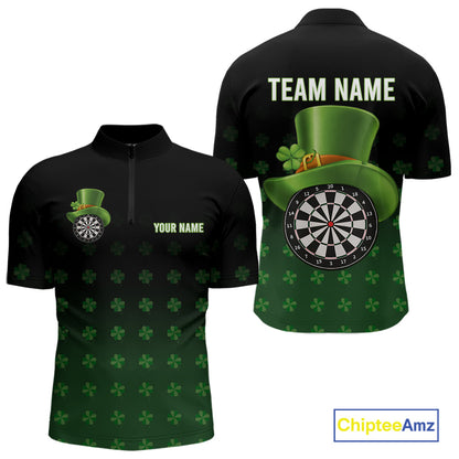 Black And Green St Patrick Day Shamrock Darts Shirt For Men Custom Lucky Darts Team Jersey TDM5705