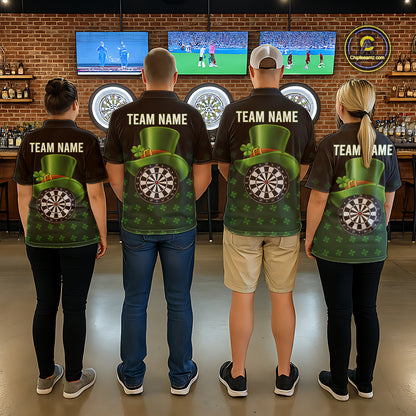 Black And Green St Patrick Day Shamrock Darts Shirt For Men Custom Lucky Darts Team Jersey TDM5705