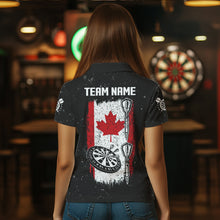 Load image into Gallery viewer, Custom Grunge Canada Flag Smoke Dart Shirt For Women, Patriotic Darts Jersey TDM3552
