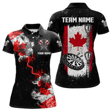 Load image into Gallery viewer, Custom Grunge Canada Flag Smoke Dart Shirt For Women, Patriotic Darts Jersey TDM3552