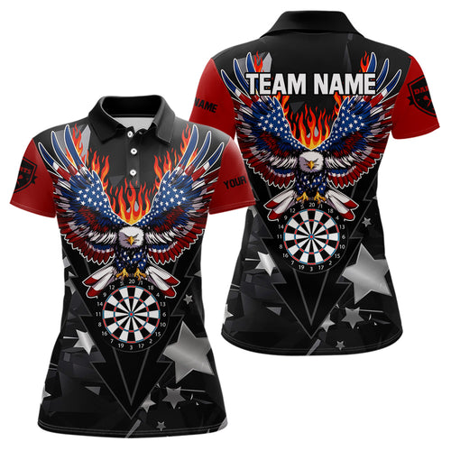 Personalized Fire American Flag Eagle Darts Shirts For Women Custom Pride Patriotic Dart Jerseys TDM3714