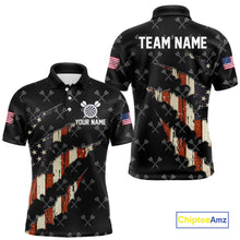 Load image into Gallery viewer, Vintage American Flag Darts Polo &amp; Quarter Zip Custom Darts Shirt For Men, Patriotic Darts Jersey TDM4999