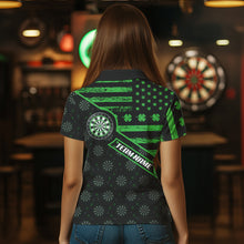 Load image into Gallery viewer, Green Shamrock Retro US Flag Patriotic Darts Shirts For Women Custom St Patrick Day Darts Jerseys TDM3560