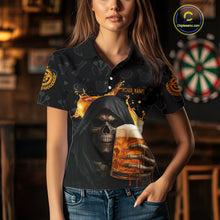 Load image into Gallery viewer, Darts And Beer That&#39;s Why I&#39;m Here Custom Skeleton Dart Shirts For Women, Funny Drinking Jerseys TDM3989