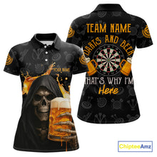 Load image into Gallery viewer, Darts And Beer That&#39;s Why I&#39;m Here Custom Skeleton Dart Shirts For Women, Funny Drinking Jerseys TDM3989