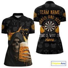 Load image into Gallery viewer, Darts And Beer That&#39;s Why I&#39;m Here Custom Skeleton Dart Shirts For Women, Funny Drinking Jerseys TDM3989