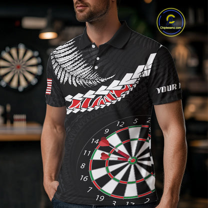 Personalized US Flag Tribal Dart Shirts For Men Custom Team Polo & Quarter Zip Dart Jerseys TDM3992