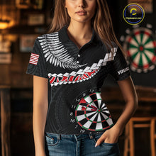 Load image into Gallery viewer, Personalized US Flag Tribal Dart Shirts For Women Custom Team Polo &amp; Quarter Zip Dart Jerseys TDM3992
