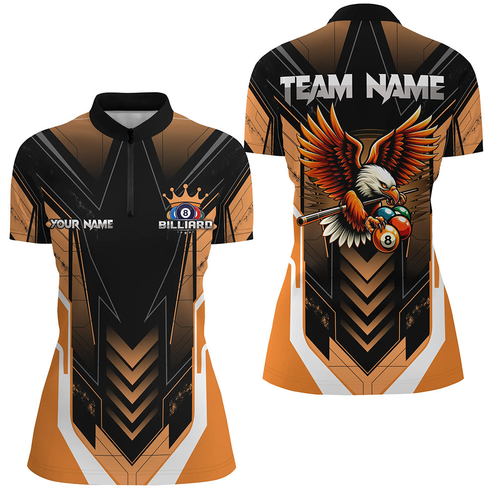 Personalized Funny Eagle Billiard Shirts For Women Custom Name Orange Billiard Balls Sports Jerseys TDM2222