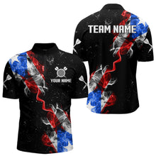 Load image into Gallery viewer, Customized Grunge Puerto Rico Flag Smoke Darts Polo &amp; 1/4 Zip, Patriotic Darts Jerseys For Men TDM2497