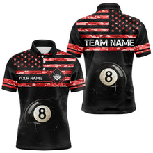 Load image into Gallery viewer, Customized Retro 8 Ball Pool Red Camo US Flag Billiard Shirts For Men, Patriotic Billiard Jerseys TDM3568