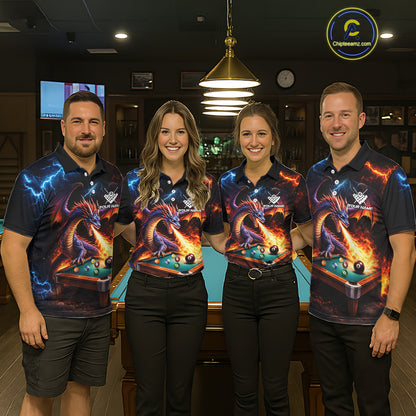 Personalized Dragon Billiard Fire 8 Ball Pool Shirt For Women, Billiard Team Jersey Polo & 1/4 Zip TDM6333