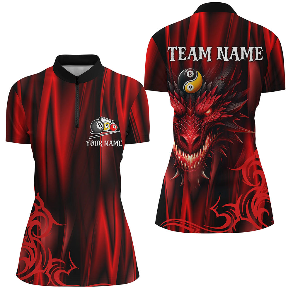 Personalized Dragon 3D Printed Billiard Shirts For Women Custom Team League Billiard Jerseys |Red TDM2235
