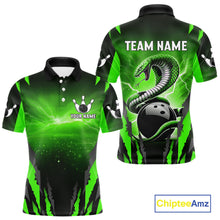 Load image into Gallery viewer, Green Thunder Lightning Cobra Snake Bowling Shirts For Men Custom Bowling Jersey Polo &amp; 1/4 Zip TDM6084