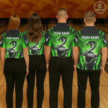 Load image into Gallery viewer, Green Thunder Lightning Cobra Snake Bowling Shirts For Men Custom Bowling Jersey Polo &amp; 1/4 Zip TDM6084