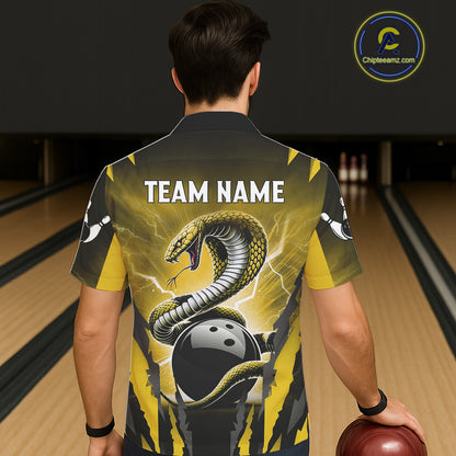 Yellow Thunder Lightning Cobra Snake Hawaiian Bowling Shirts For Women Custom Bowling Team TDM6085