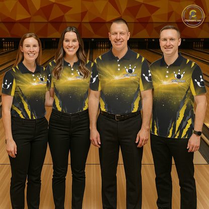 Yellow Thunder Lightning Cobra Snake Bowling Shirts For Men Custom Bowling Jersey Polo & 1/4 Zip TDM6085