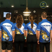 Load image into Gallery viewer, White And Blue 8 Ball &amp; 9 Ball Flame Billiard Shirt For Men Custom Pool Team Jersey Polo &amp; 1/4 Zip TDM6345