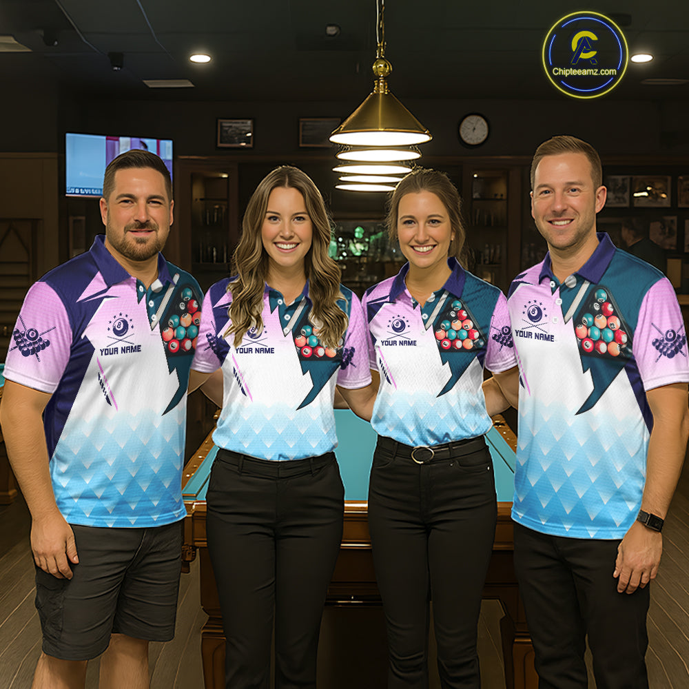 Personalized Colorful Billiard Shirt For Women Custom 8 Ball Pool Team Jersey Polo & 1/4 Zip TDM5471