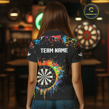 Load image into Gallery viewer, Funny Dartboard Colorful Paint Splash Custom Dart Shirts For Women, Darts Team Jerseys |Black TDM4016