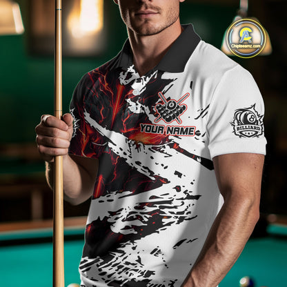Personalized Lightning Skull Billiard Shirts For Women Custom Billiard Jerseys Grunge Style |Red TDM5219