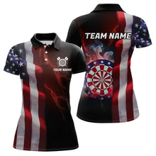 Load image into Gallery viewer, Personalized Lightning American Flag Dartboard Smoke Dart Shirts For Women Team Patriotic Dart Jersey TDM3745