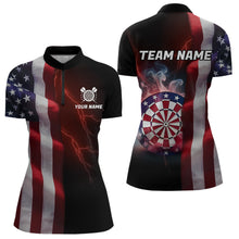 Load image into Gallery viewer, Personalized Lightning American Flag Dartboard Smoke Dart Shirts For Women Team Patriotic Dart Jersey TDM3745