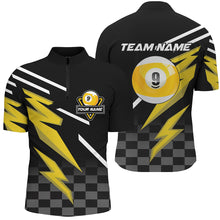 Load image into Gallery viewer, Personalized 9 Ball Pool Tournament Billiards Shirts For Men, Yellow Black 9 Ball Billiard Jerseys TDM1837