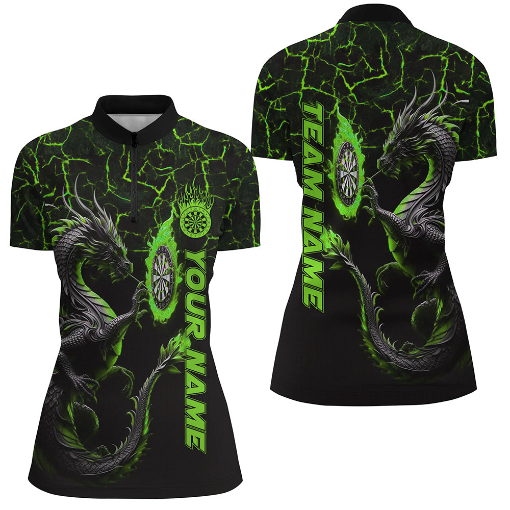 Personalized Green Big Dragon 3D Printed Darts Shirts For Women Custom Team League Darts Jerseys TDM1842