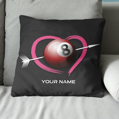 Personalized Ball 8 And Heart Billiard Pillow, Best Custom Cute Pillow TDM0750