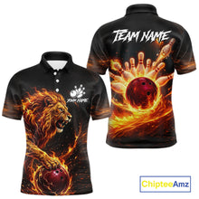 Load image into Gallery viewer, Personalized Fire Flame Lion Bowling Jersey For Men Custom Bowling Team Shirt Polo &amp; 1/4 Zip TDM6115
