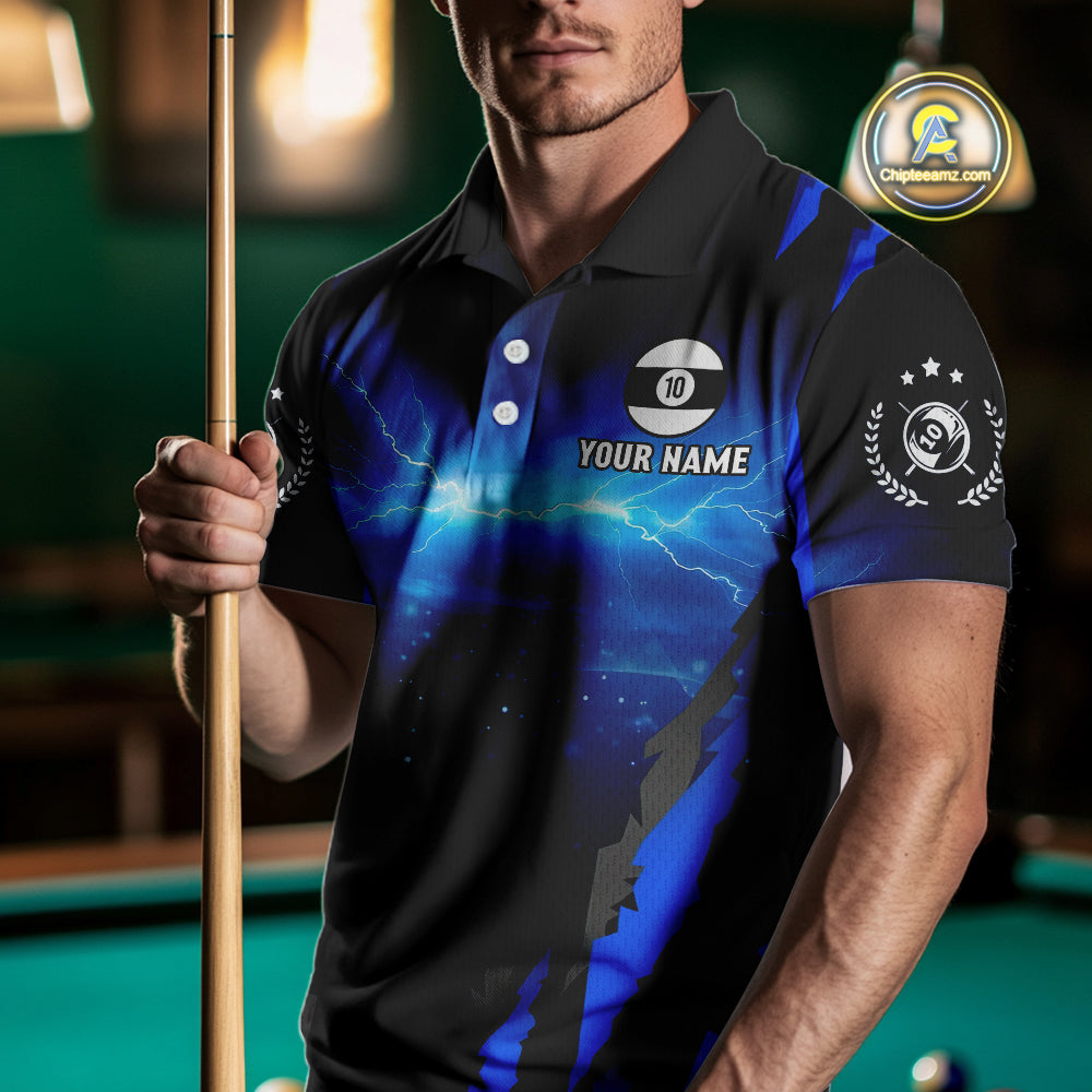 Personalized 10 Ball Thunder Lightning Cobra Snake Men Billiard Shirts, 10 Ball Pool Team Jersey TDM4023