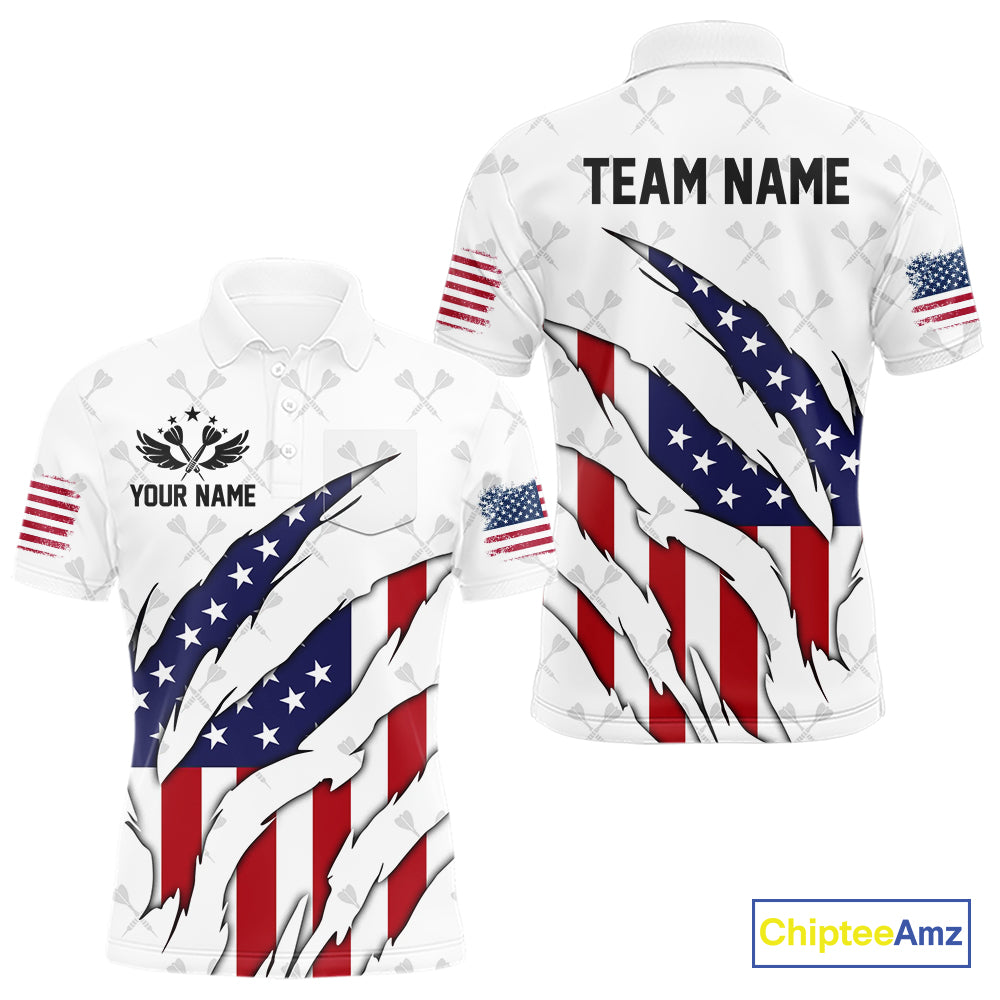 US Flag Patriotic Dart Shirt With Pocket Option For Men Custom Darts Jersey TDM4024