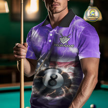 Load image into Gallery viewer, Purple American Flag Thunder Lightning 8 Ball Billiard Shirt For Men Custom Pool Team Jersey TDM4611