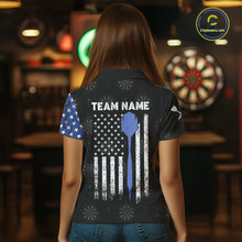 Load image into Gallery viewer, Personalized Grunge American Flag Dart Polo &amp; Quarter Zip For Women Custom Patriotic Darts Jerseys TDM4618