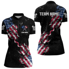 Load image into Gallery viewer, Custom US Flag Smoke Women&#39;s Darts Shirt With Pocket, Patriotic Darts Jersey TDM3455