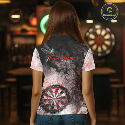Red Black Smoke Dart Shirt With Pocket Option For Women Custom Dart Jerseys TDM5763