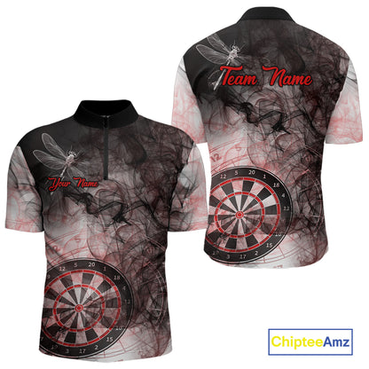 Red Black Smoke Dart Shirt With Pocket Option For Men Custom Dart Jerseys TDM5763
