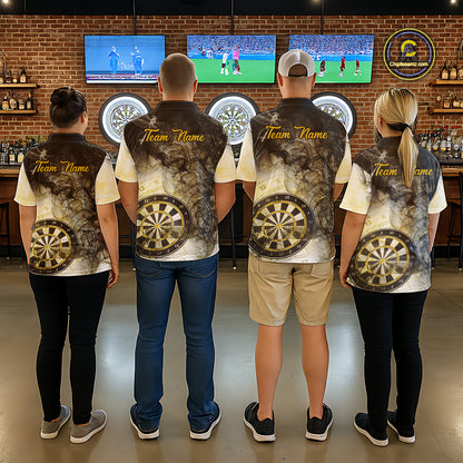 Yellow Black Smoke Dart Shirt With Pocket Option For Men Custom Dart Jerseys TDM5764