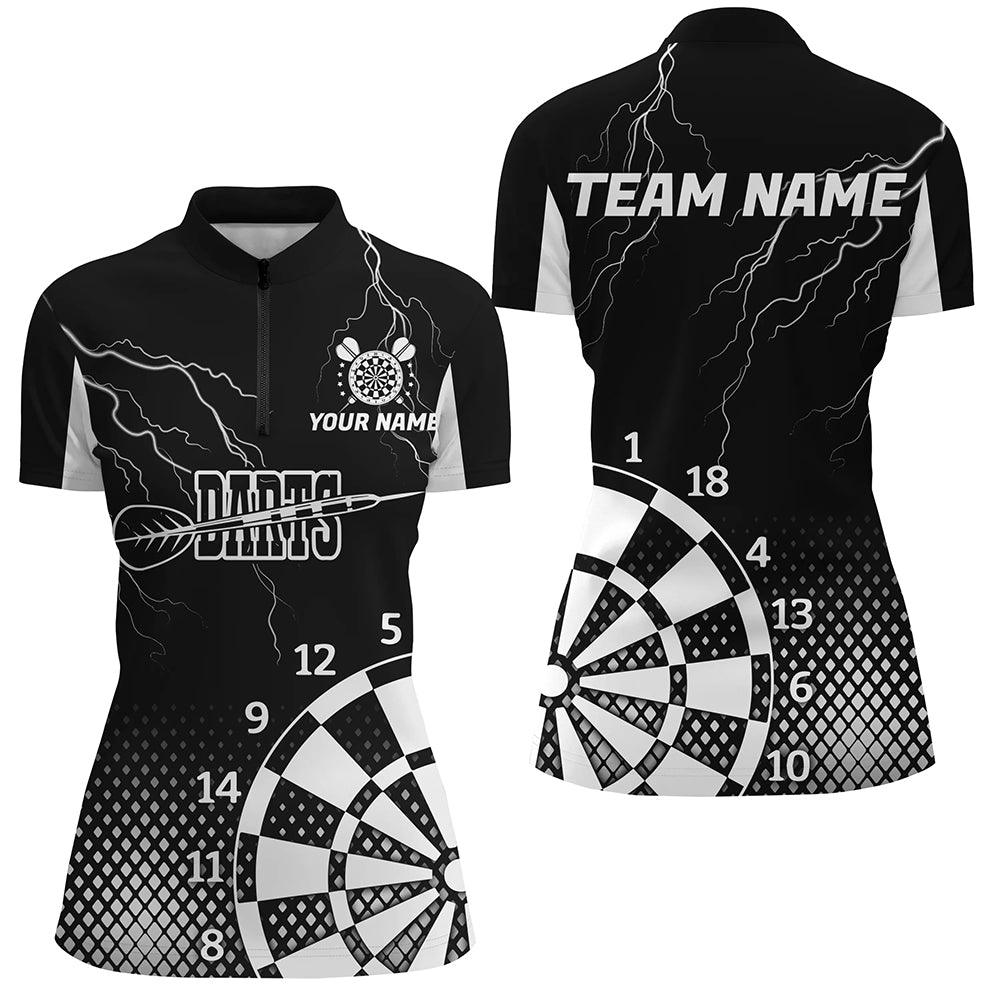 Personalized Black White Lightning Darts Shirts For Women Best Custom Cool Darts Team Jerseys TDM2281