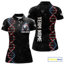 Load image into Gallery viewer, Women's Custom DNA American Flag Smoke 8 Ball Billiard Shirt, Patriotic Pool Jersey Polo &amp; 1/4 Zip TDM4627