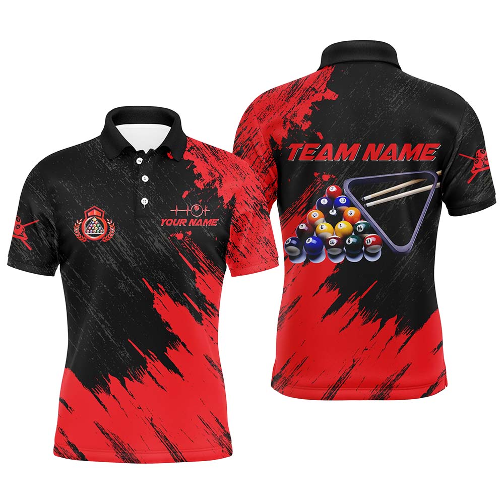 Personalized Billiards Balls Painted Red Version All Over Print Billiard Polo Shirts For Men TDM0152