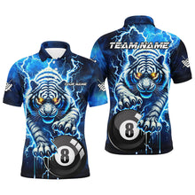 Load image into Gallery viewer, Personalized Thunder Lightning Tiger Billiard Shirt For Men Custom Blue Billiard Team Pool Jersey TDM3027