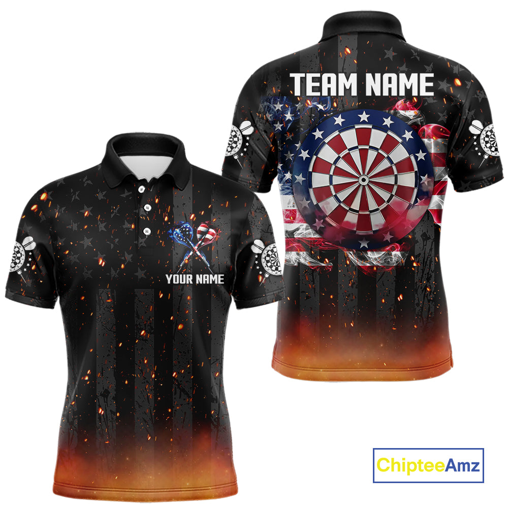 Custom US Flag Smoke Dart Shirt For Men, Patriotic Dart Jersey Pocket Option TDM5259