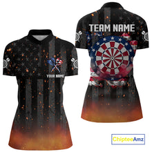 Load image into Gallery viewer, Custom US Flag Smoke Dart Shirt For Women, Patriotic Dart Jersey Pocket Option TDM5259
