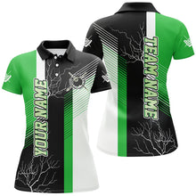 Load image into Gallery viewer, Personalized Black Green Billiard Polo, Quarter Zip For Women Custom 8 Ball Pool Billiard Team Jersey TDM3269